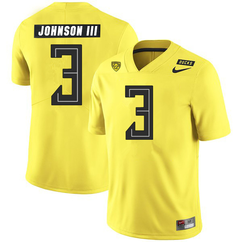 2019 Men #3 Johnny Johnson III Oregon Ducks College Football Jerseys Sale-Yellow - Click Image to Close
